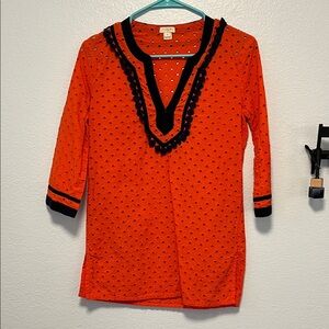 J. Crew Orange and Black Tunic Top